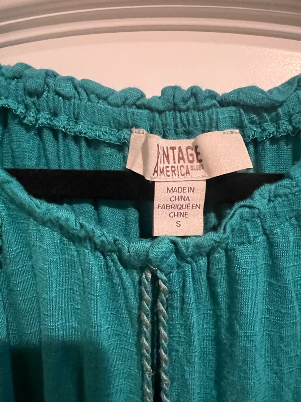 Vintage America embroidered top with tassels blue size small - Picture 2 of 3